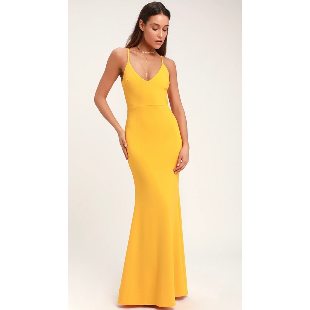Lulus Infinite Glory Golden Yellow Maxi Dress